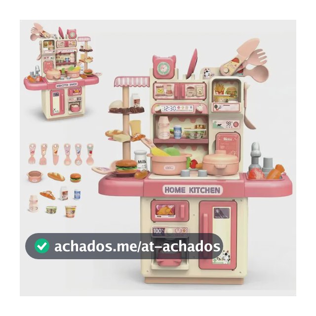 Cozinha Infantil Brinquedo Com Luz 33 Acessórios Sai Água Rosa
