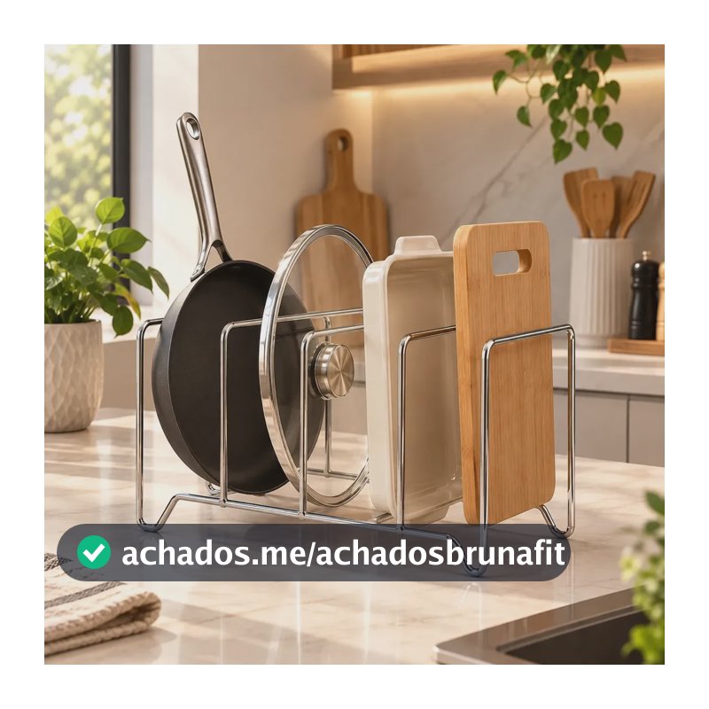 Suporte Organizador Tampas Panelas Frigideiras Formas Prateado