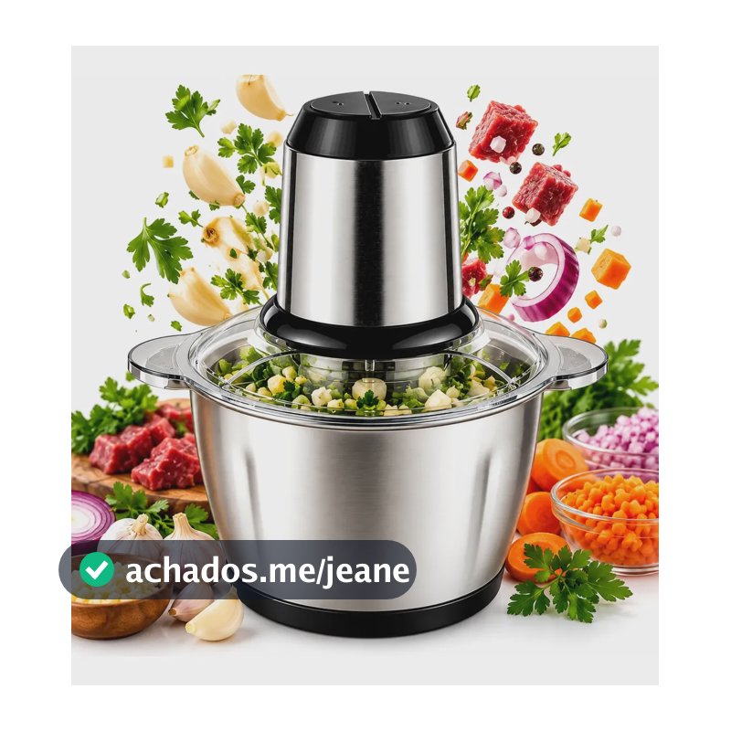 Processador Elétrico Triturador Inox Para Carne Potente 2l Inox 220v