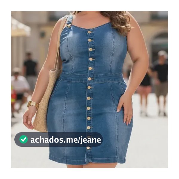 Vestido Jeans Feminino Plus Size Botões Frontais Com Lycra