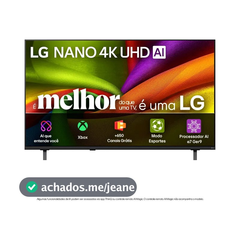 Smart TV 4K 50" LG NANO UHD AI NU850 2026 Processador α7 Ger9 HDR10 Xbox Bluetooth Wi-Fi AI Search Google Gemini webOS 26 - 50NU850BPSA