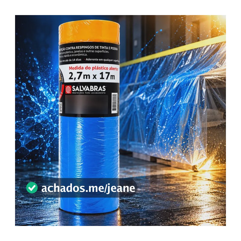 Plástico Proteção Pintura 2,70x17m C Fita Salva Piso Reforma