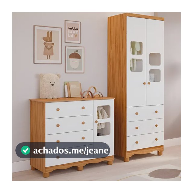 Quarto Bebê Completo Guarda Roupas 2 Portas Cômoda Uli