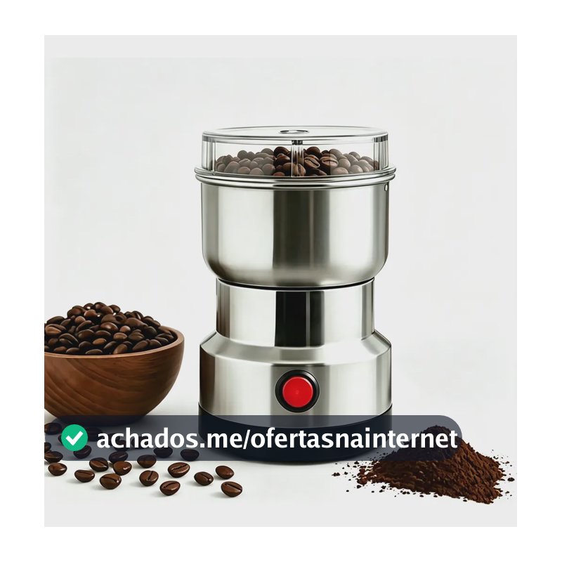 Moedor De Café Elétrico Triturador Aço Inox Grãos Temperos 110v Prateado