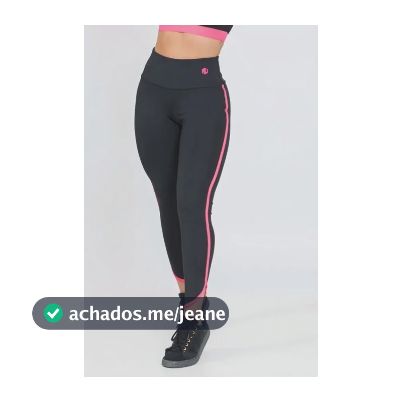 Legging Feminina Viés Zero Transparência Preto Com Rosa G