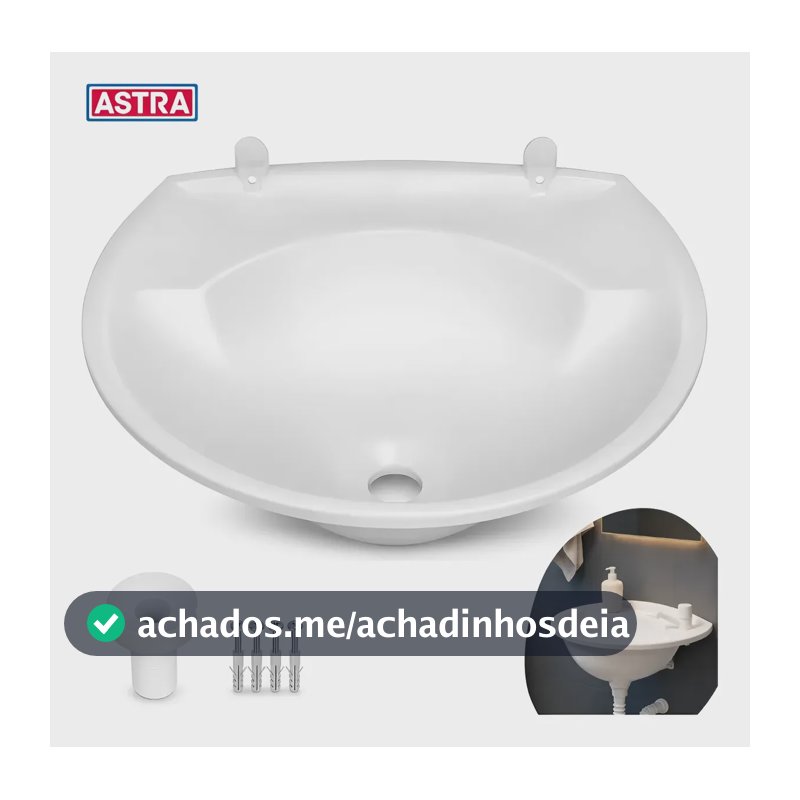 Pia Lavatório Plástico Astra Branco 4l Cuba Banheiro Lavabo Branco Brilhante