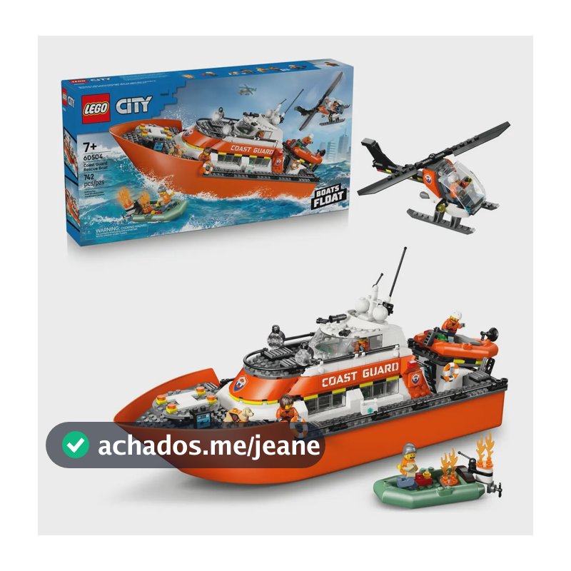 Lego City - Barco e helicóptero de resgate da Guarda Costeira #60504