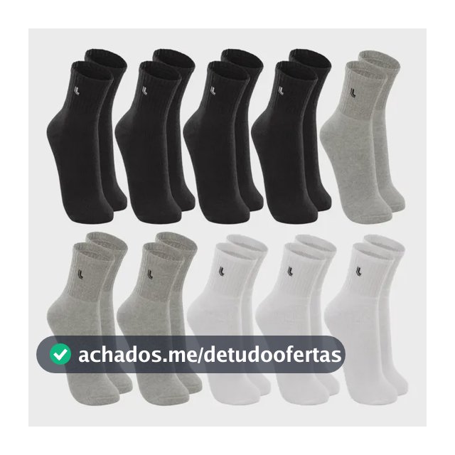 Kit 10 Pares Meia Lupo Original Masculina Cano Médio Algodão