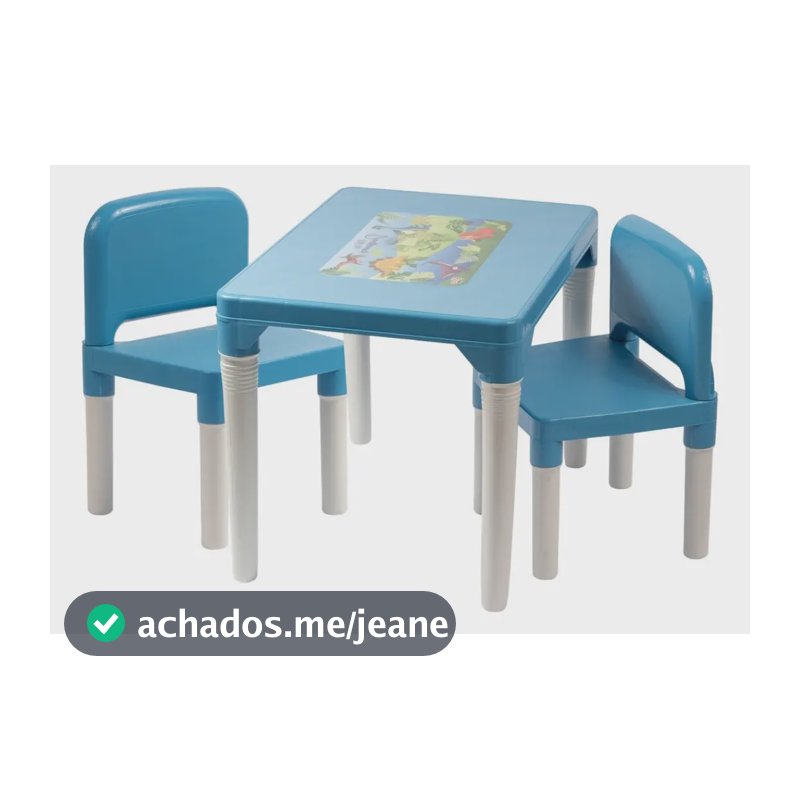 Mesinha Infantil Kids Baby Hercules Com 2 Cadeiras Plástico Azul