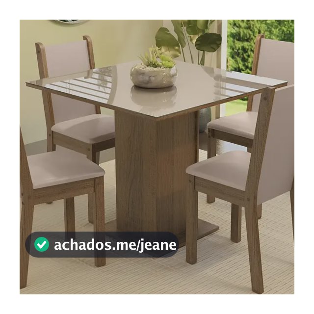 Sala De Jantar Mesa Tampo De Vidro 4 Cadeiras Tifani Madesa Cor Rustic/Crema/Sintético Bege XMMDJA040165