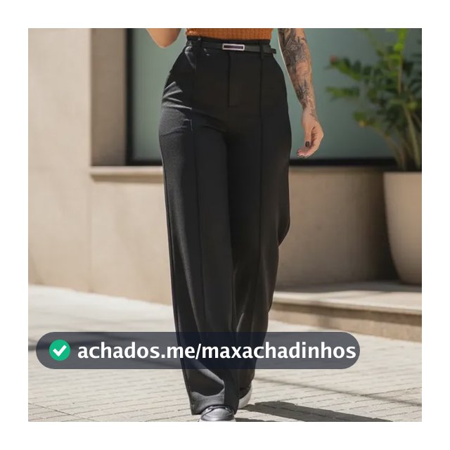 Calça Feminina Pantalona Alfaiataria Cintura Alta Com Cinto