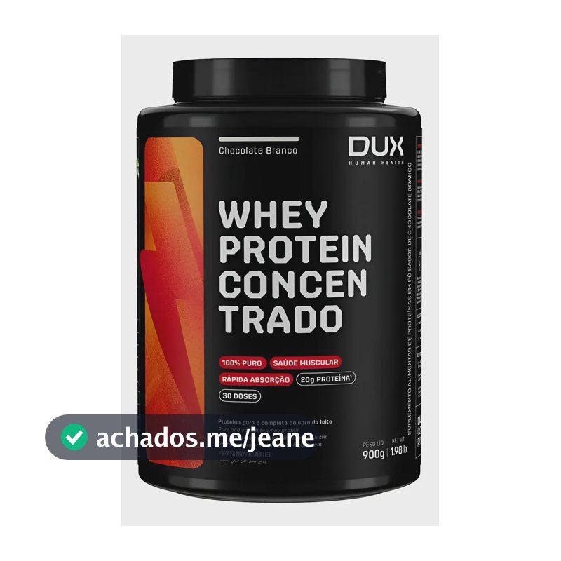 Whey Protein Concentrado 900g Chocolate Branco Dux Nutrition Chocolate Branco