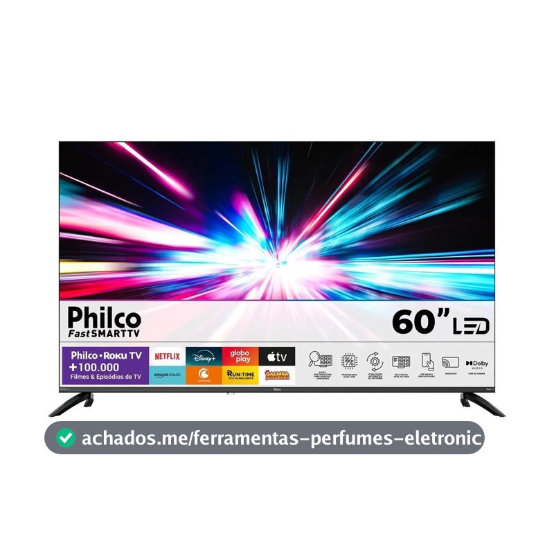 Smart TV Philco 60" P60VIK 4K UHD LED Roku Dolby Audio Wi-Fi HDR10