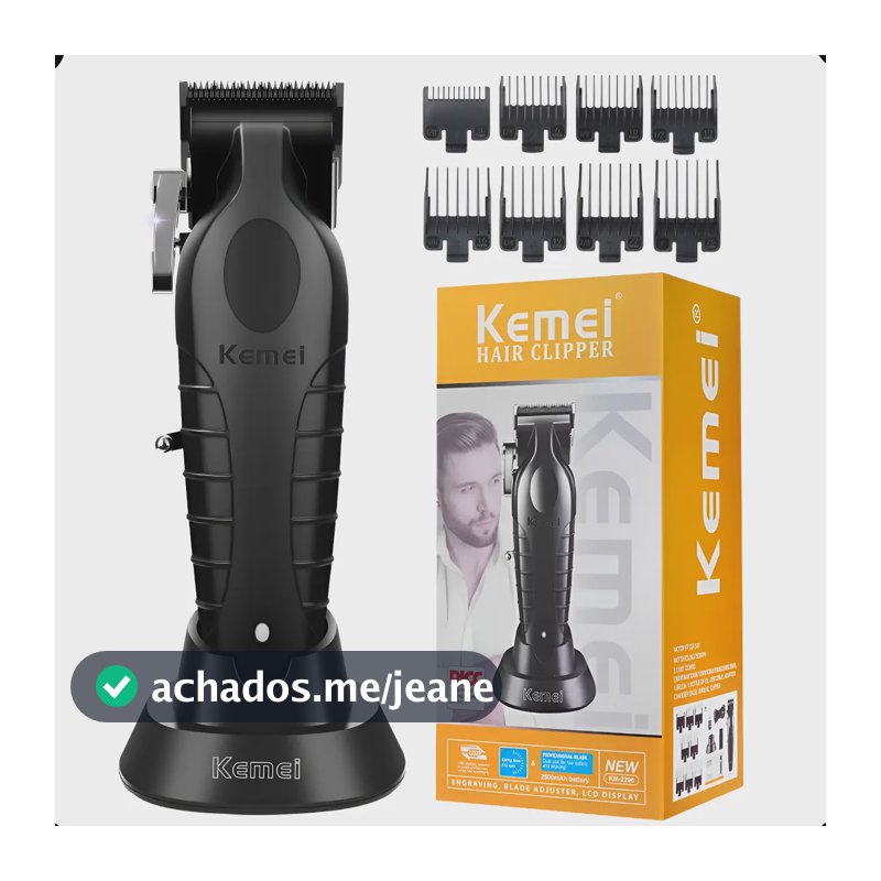 Máquina De Corte Profissional Kemei Km2296 Original Potente Preto 127/220v