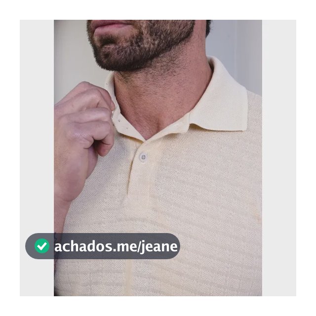 Camisa Masculina Gola Polo Elegante Tricot Clássica Premium Off White Com Botão M