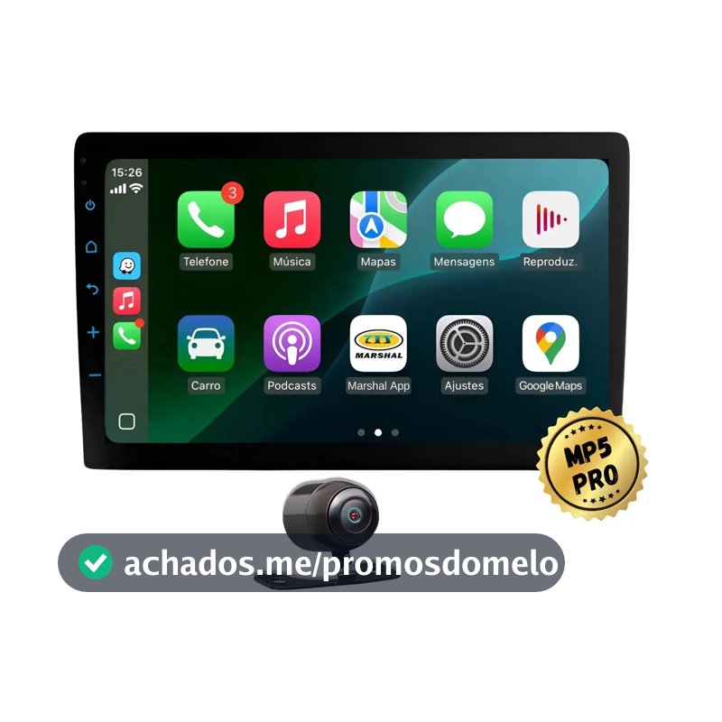 Central Multimidia 9'' Mp5 Pro+ Carplay Android Auto Sem Fio