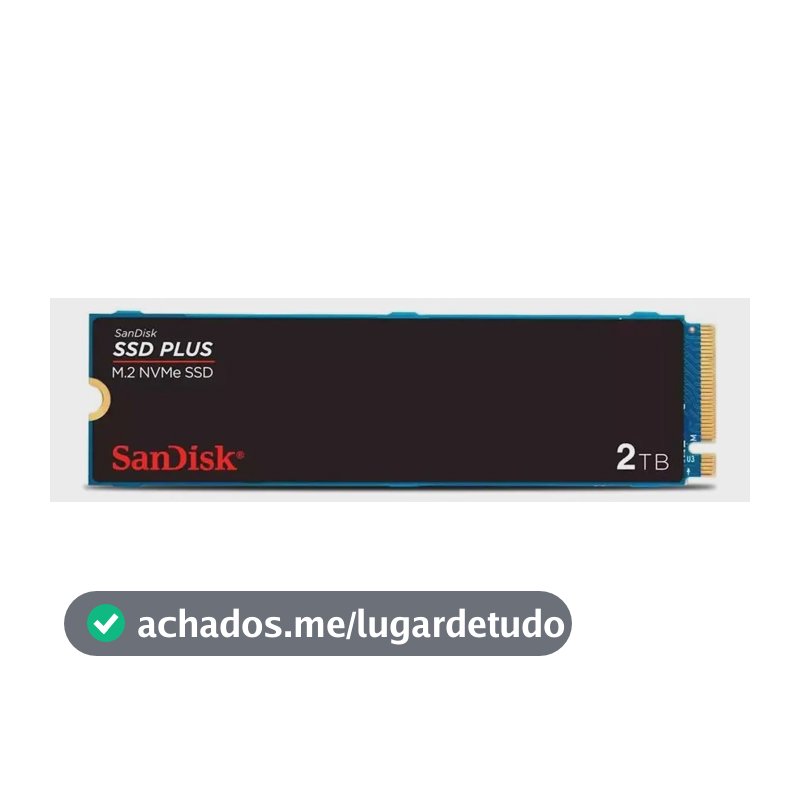 SSD M.2 2280 2TB Sandisk Plus NVMe Pcie Gen3 SDSSDA3N-2T00-G26 Velocidade até 3200MB/s