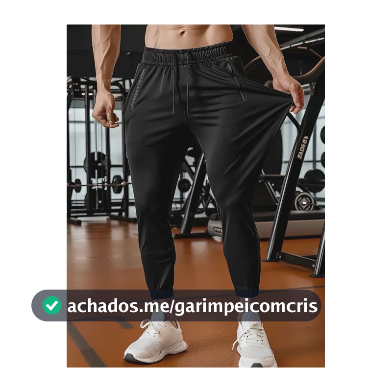 Calça Masculina Tactel Jogger Esportiva Academia Slim Treino Preto Tactel G 40/44