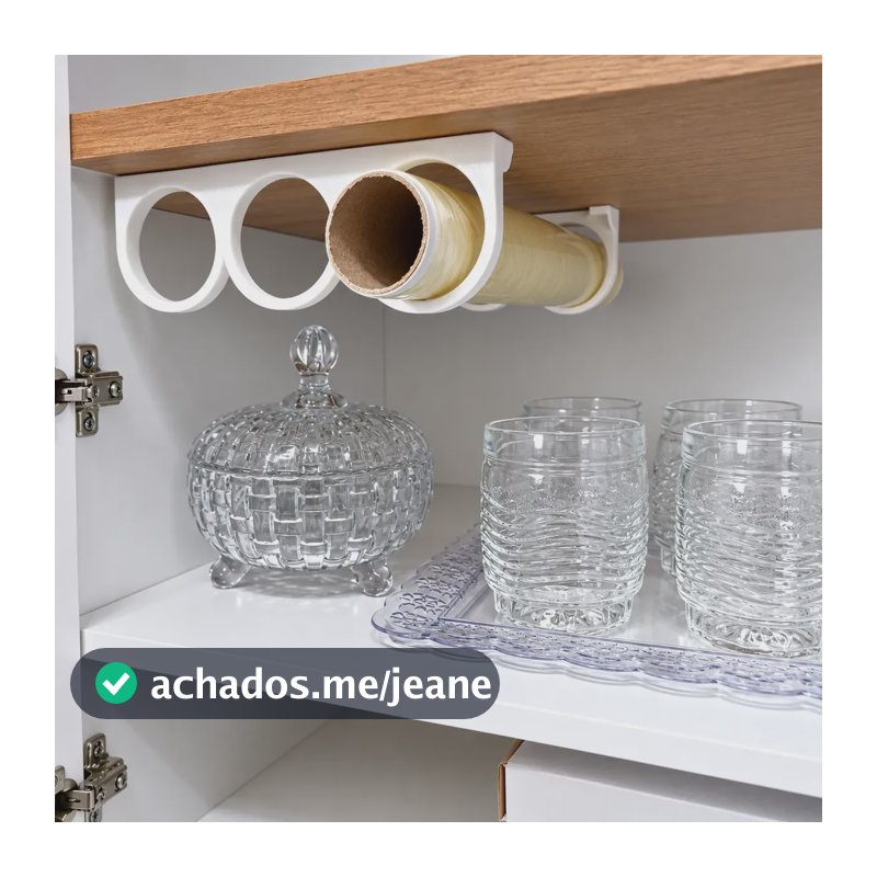 Suporte Organizador De Cozinha Rolos Papel Filme Alumínio Branco