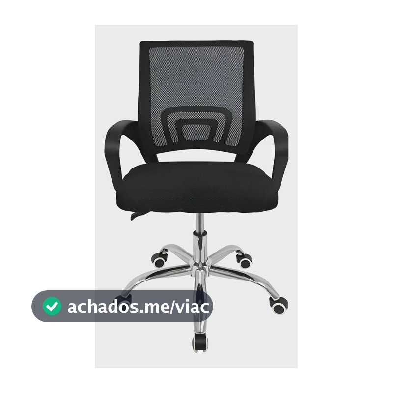 Cadeira de Escritório Rivatti Santiago Base Cromada Ergonômica Preta com Estofado de Mesh