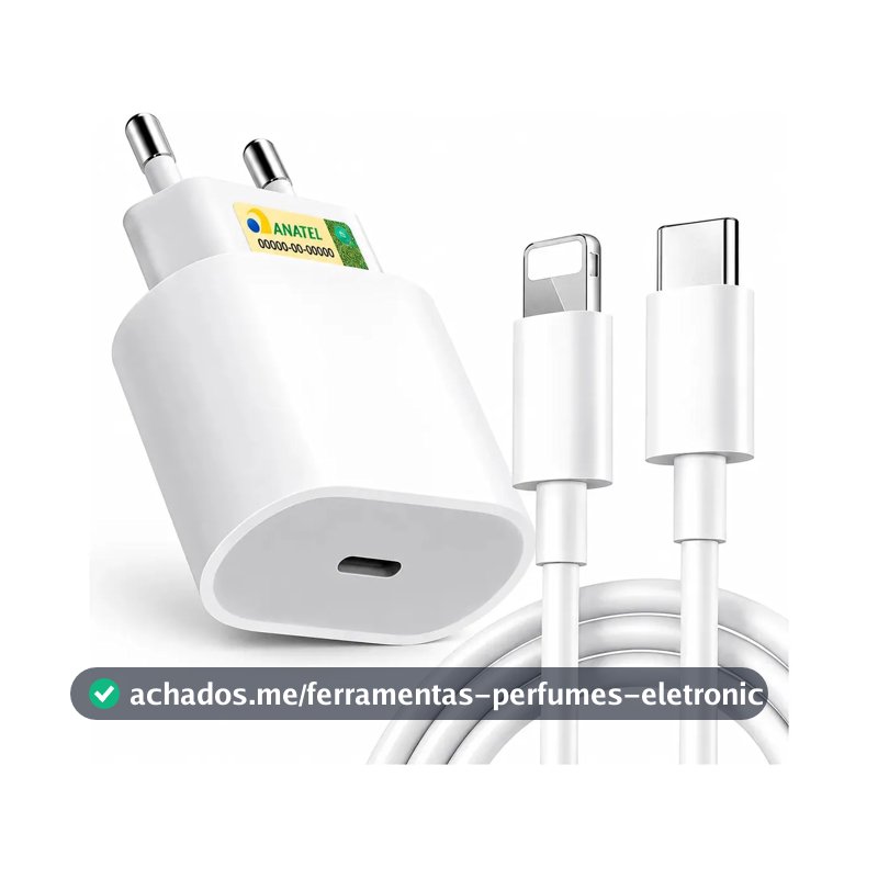 Carregador Compativel Com iPhone 8 X Xr 11 12 13 14 Pro Max Turbo Fonte Tipo C Premium