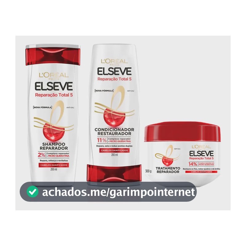 Kit Elseve Reparação Total 5 Shampoo+ Condicionador+ Máscara
