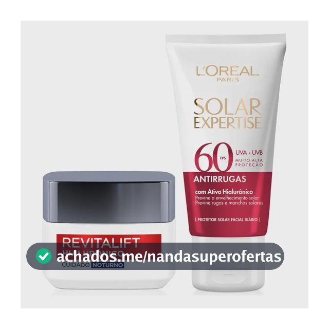 Kit Revitalift Hialurônico + Solar Expertise Antirrugas FPS60 L'Oréal Paris