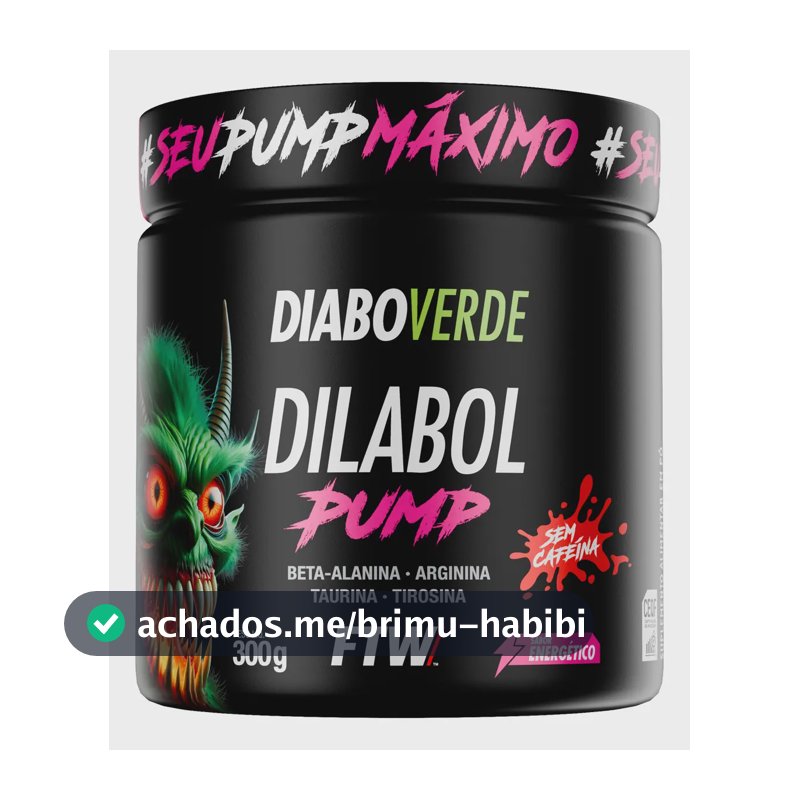 Pré Treino Dilabol Pump Diabo Verde Sem cafeína Pote 300g Sabor Energético - FTW