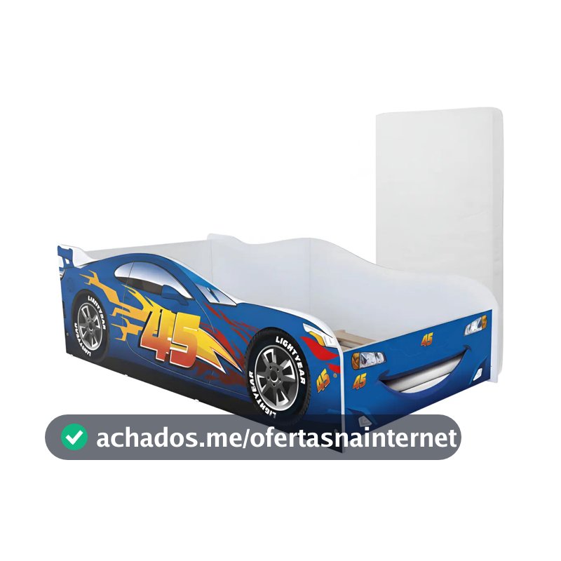 Cama Infantil Carro Personagens Heróis Com Colchão D18 Mdf Cor Carro Azul