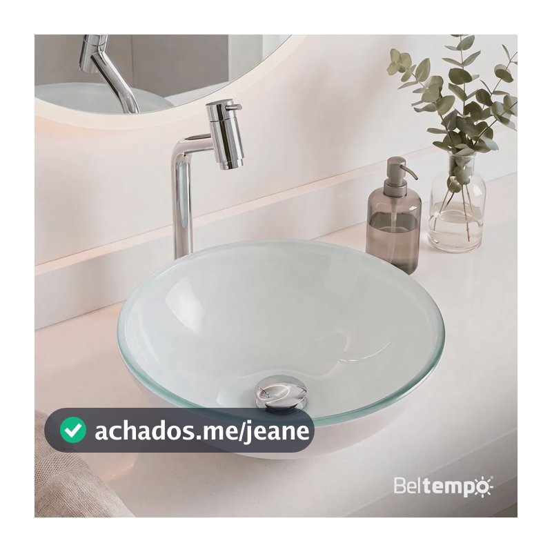 Cuba Pia De Apoio Sobrepor Vidro Redonda 30 cm Branca Banheiro Lavabo Beltempo Bt-4030