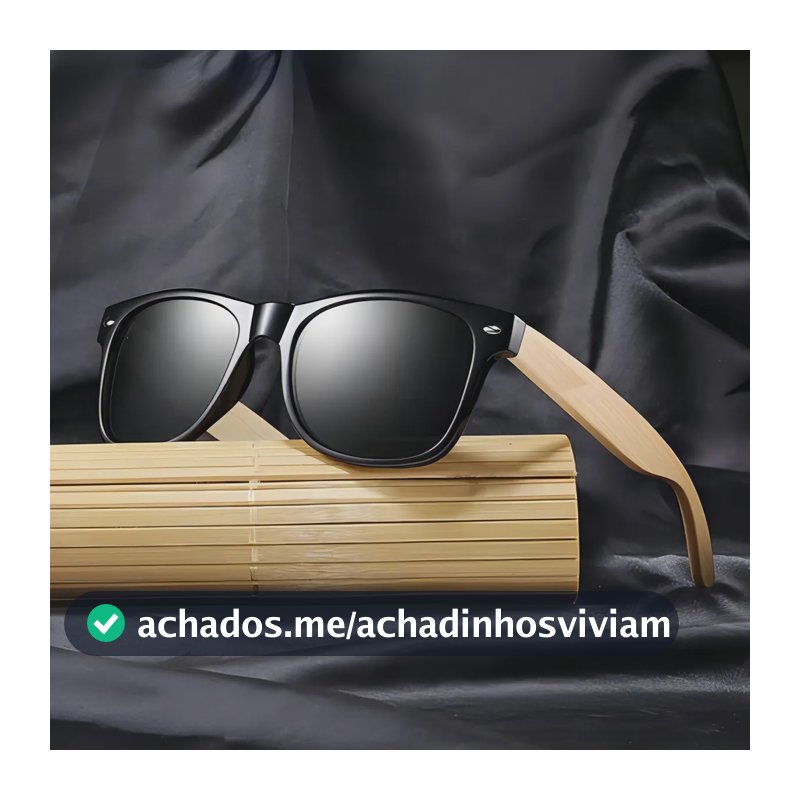 Óculos De Sol Quadrado Doxa Bambu com Proteção UV Cinza-escuro