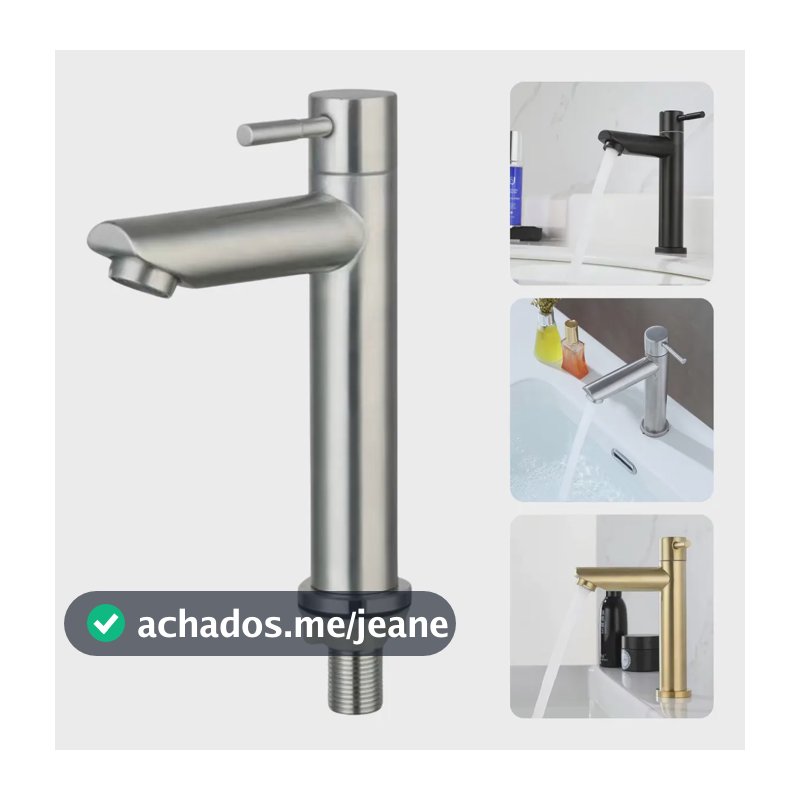 Torneira para Lavatório de Bancada Monocomando em Inox Escovado