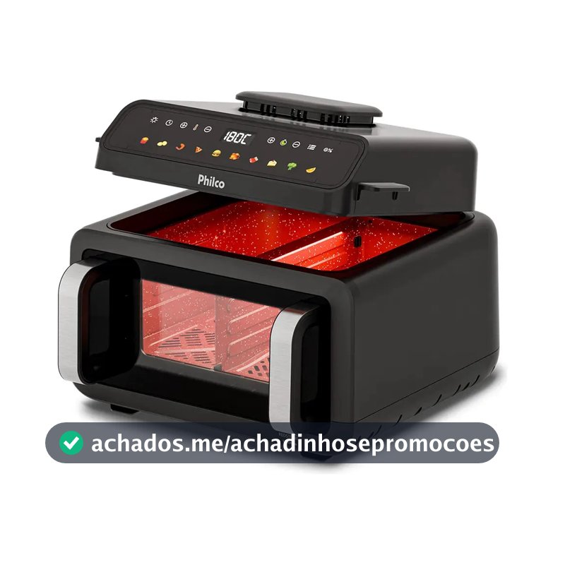 Air Fryer Barbecue Philco 11l 10em1 Visor Glass 1900w Turbo