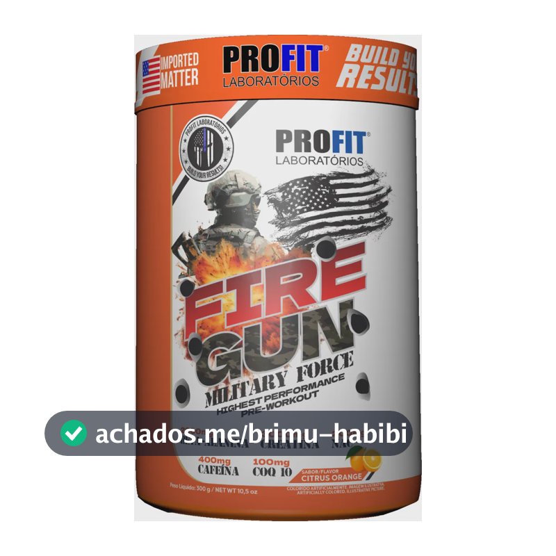 Pré Treino Fire Gun 300g Military Force - Profitlabs Citrus Orange
