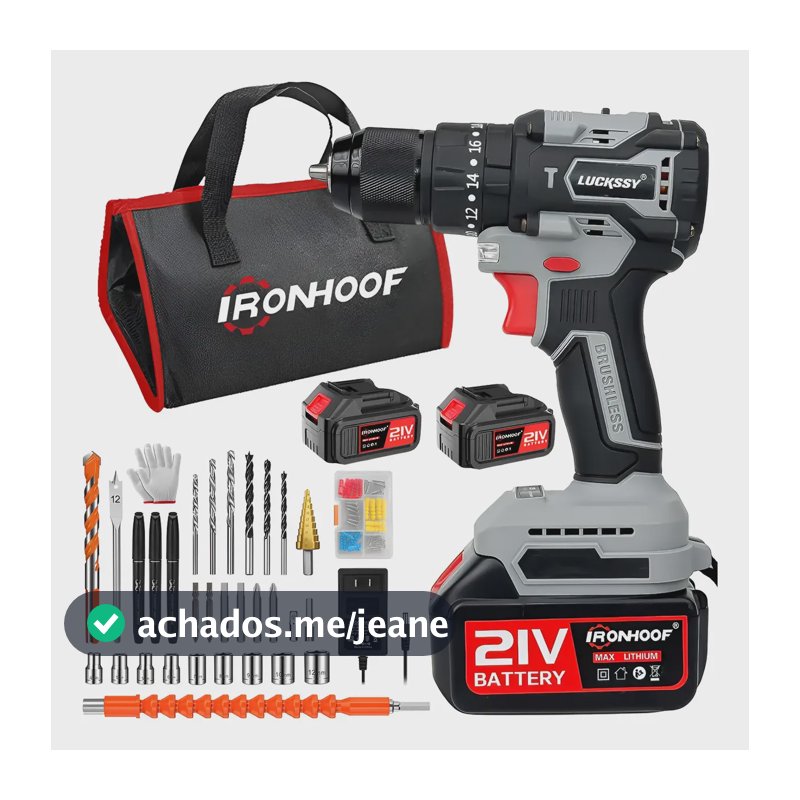 Furadeira E Parafusadeira De Impacto Brushless 2 Baterias Cinza-escuro 110/127/220v 60hz