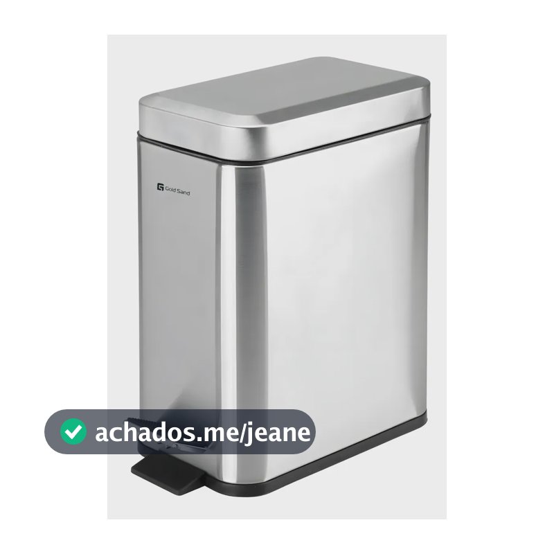 Lixeira Premium Inox Lixo Cesta Balde Retangular C/ Pedal 5l