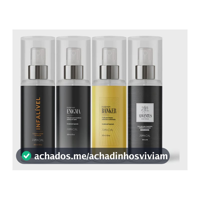 KIT BODY SPLASH MASCULINO INFALIVEL + ENIGMA + BANKER + ADVENTUS 200ML - PRIMACIAL PERFUME AMADEIRADO