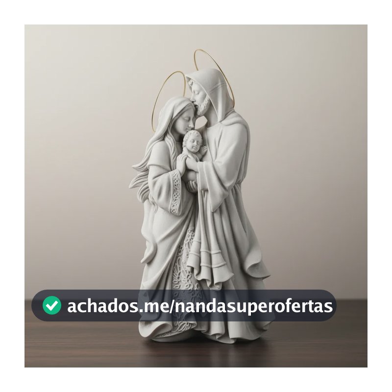 Imagem Sagrada Família Afetuosa 40cm De Mármore Com Auréola Branco
