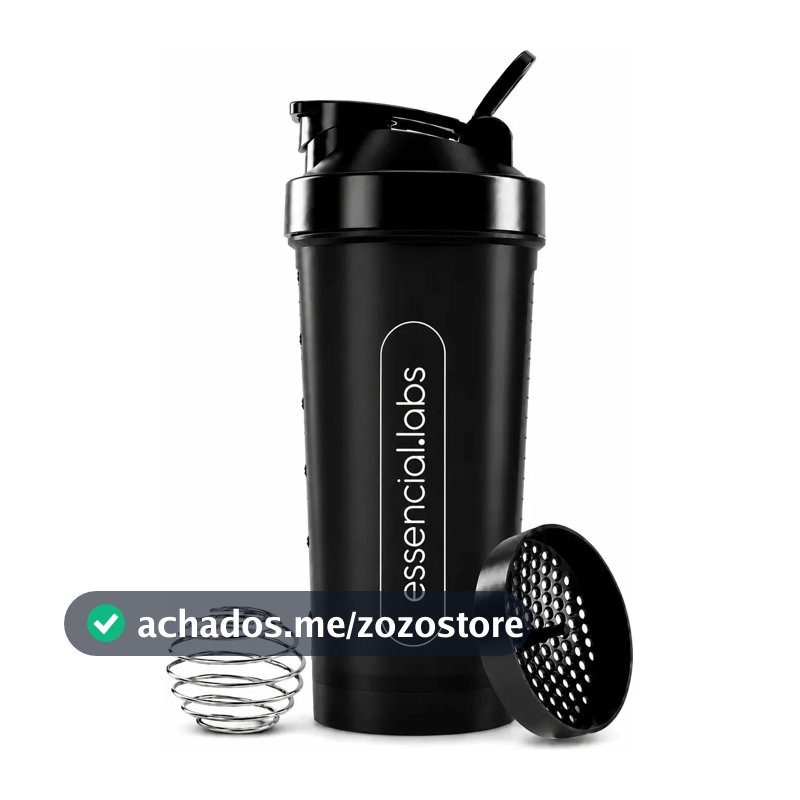 COQUETELEIRA / SHAKER Academia BPA Free Cor Preto - 600ml