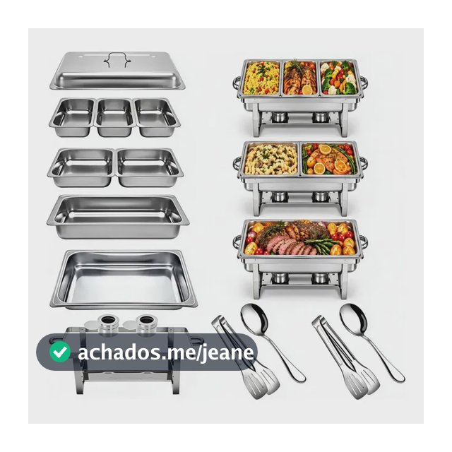 33l Rechaud Retangular De Aço Inoxidável Buffet Inox 1+2+3 0v