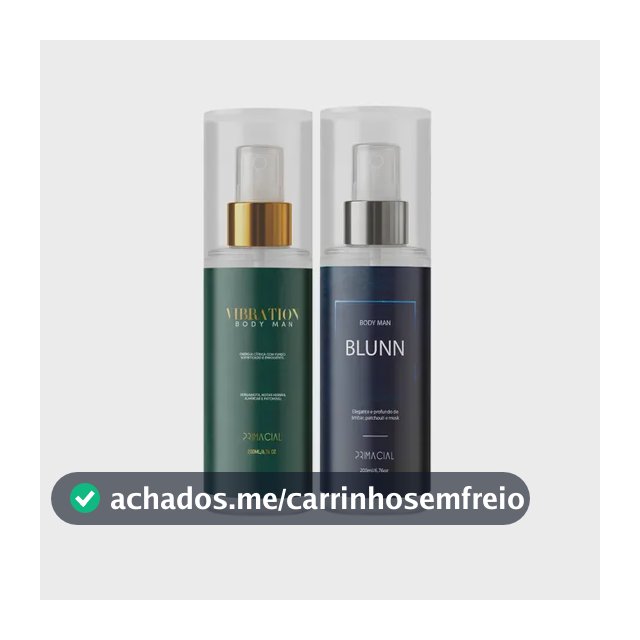 Kit Body Splash Masculino Vibration E Blunn 200ml - Primacial Perfume Bergamota Limão