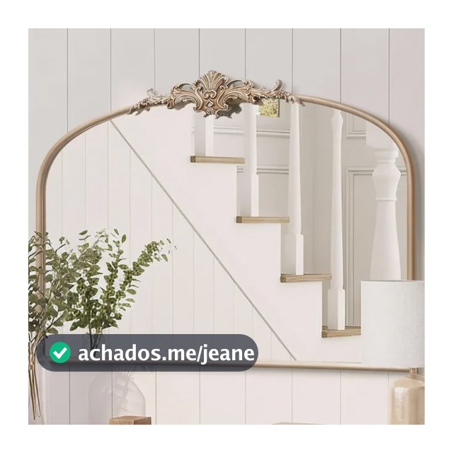 Espelho De Parede Besdomus 81cmx61cm Antique Gold Arched