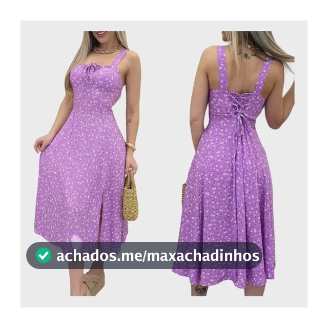 Vestido Midi Com Fenda Lateral Moda Verão 3.0 Girls Alça