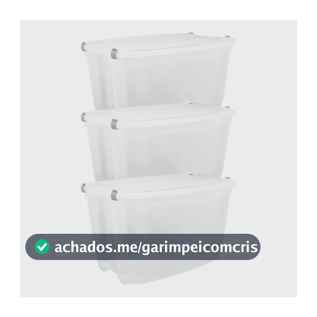 03 Caixa Organizadora Grande Plástico 78 Litros Transparente Transparente Liso