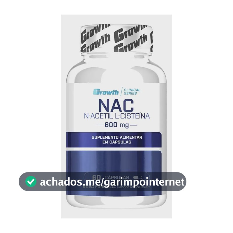 (nac) N-acetil L-cisteina 60 Cápsulas Growth Supplements Sem Sabor