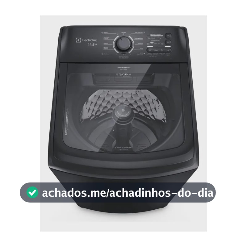 Máquina De Lavar Electrolux 14,5kg Cesto Inox Lep15 Preto