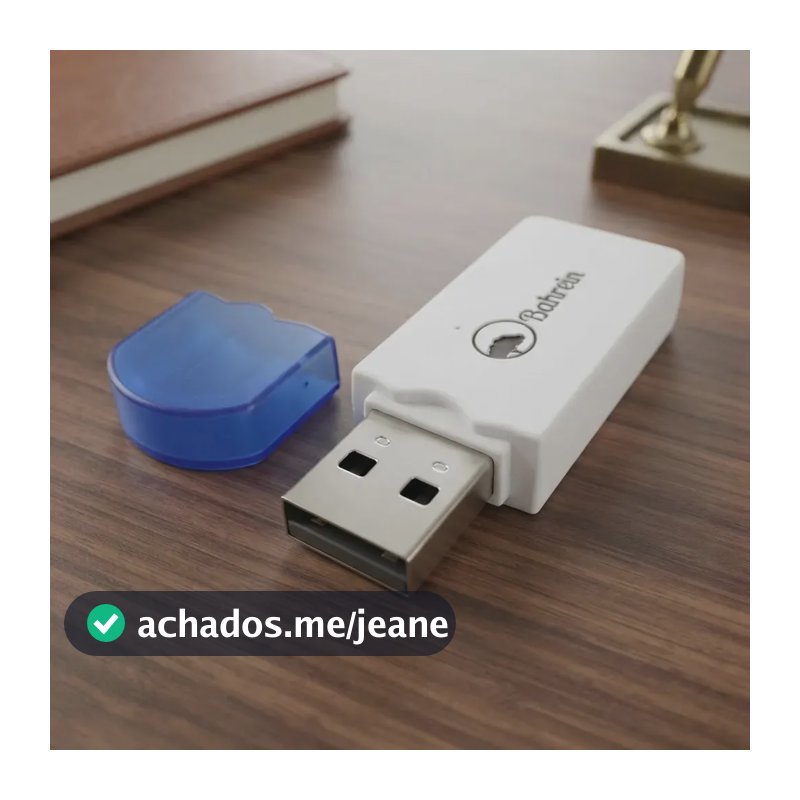 Receptor Bluetooth USB Bahrein p/ Som Automotivo, Leitor MP3 e Conexão S/ Fio