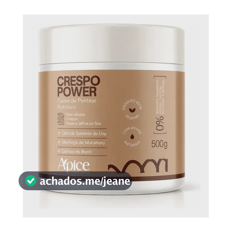 Creme de Pentear Nutritivo Crespo Power 500g - No Poo / Low Poo - Ação Condicionante