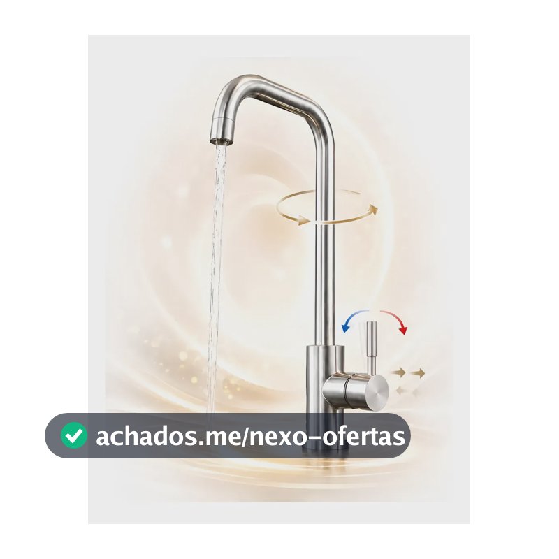Torneira Cozinha Inox Quente Frio Misturador Bancada Gourmet Cinza Escovado