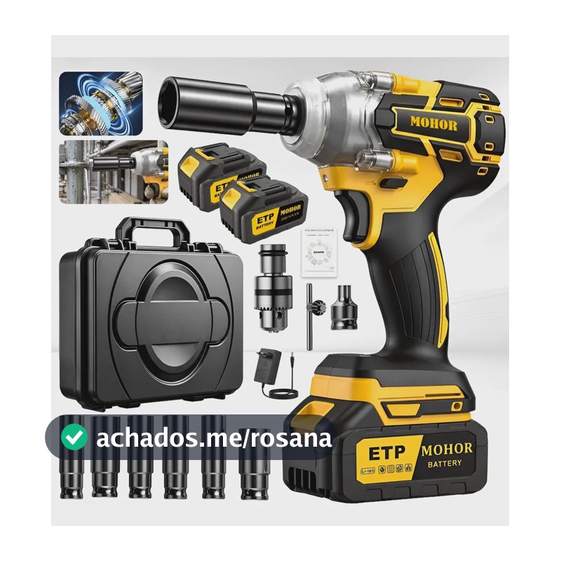 Chave De Impacto Mohor 800nm Brushless 48v 2bat Kit Completo Amarelo 127/220v 50 Hz/60 Hz